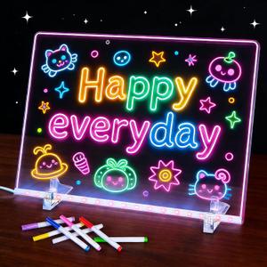 LED Note Board with 7 Colors15"x10" Drawing Tablet with 4 Modes, 7 Luminous Birthday Gifts for Kids (White)