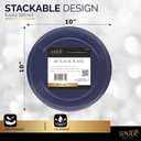 Amcrate Navy Disposable Dinner Plates, 10.4 Inches, Strong & Sturdy for Party, Picnic, Travel - Pack of 50