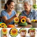 Levvohd Thank You Gifts for Mom from Daughter, Crochet Sun Flower Desk Decor Accessories are The Best Positive Gifts for Women Mothers Day Birthday (Brown Sunflower MOM - A)