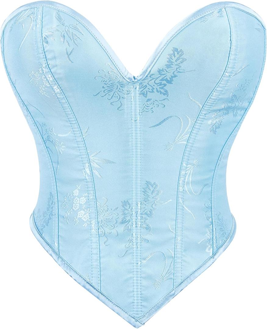 Alivila.Y Fashion Womens Sexy Vintage Renaissance Corset Bustier Lingerie (Large, Sky Blue Floral)
