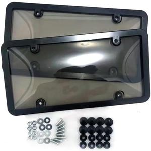 License Plate Cover, 2 Transparent License Plate Holders with 4-Hole Screws and Covers, US License Plate Shielding kit, Black