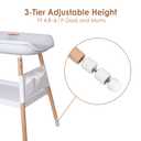 Beberoad Love Baby Changing Table Adjustable Height Nursery Changing Station with Soft Pad, Organizer & Large Storage Shelves Diper Table for Newborns & Infants (White)