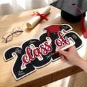 Qunclay Class of 2026 Wood Signs Graduation Party Decorations 2026 Congrats Grad Sign Wooden Signature Board with Pen Graduation Photo Booth Prop for High School College Grad Party Supplies(Dark Red)