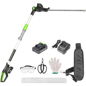 Pole Hedge Trimmer Cordless 20V with Battery Powered 20-Inch Electric Hedge Trimmers 10-FT Reach with Extension Pole Multiple Angles for Shrubs Pruning Bush Trimmer