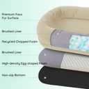 Human Dog Bed for Adult - Luxury Faux Fur Giant Size Dog Bed with Portable Handle, Egg Orthopedic Foam Bed with Blanket, 72"x40"x10", Linen