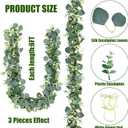 Sggvecsy 6 Pack Artificial Eucalyptus Garland Eucalyptus Leaves Vines Greenery Garland Faux Silver Dollar Eucalyptus Leaves for Table Party Wedding Indoor Outdoor Home Mantle Wall Decor