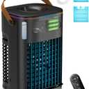 3-IN-1 Portable Air Conditioners, 5400mAh Built-In Battery Personal Evaporative Air Cooler Fan, 2 Ice Packs & 1200ml Water Tank, 1-7h Timer & Remote, Mini Air Conditioner for Car Camping Desktop