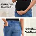 Women's Maternity Jeans Comfy Stretch Boyfriend Jean Over Belly Ripped Denim Pregnancy Pants (Blue, XL)