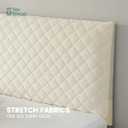 Velvet Bed Headboard Cover Slipcover - Stretch Quilted & Thicken Dustproof Protector for Queen/King, Washable Decorative Headboard Cover for Bedroom (Beige, 59x27.5 inch)