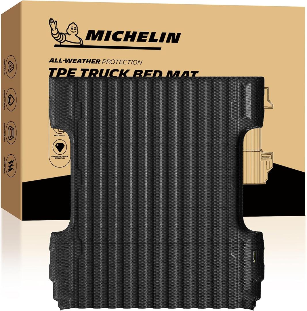 Michelin Truck Bed Mat for 2007-2018 Chevy Silverado/GMC Sierra 1500 5.8 FT / 69.3" (2007 New Body Only), All-Weather Truck Bed Liner, Custom Fit, Durable TPE, Bedliner, Non-Slip