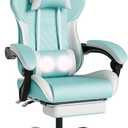 Ergonomic Video Gamer Chairs Gaming Computer Chair Gamer Chairs for Adults Massage Lumbar Support Swivel Height Adjustable Headrest Backrest (Green)
