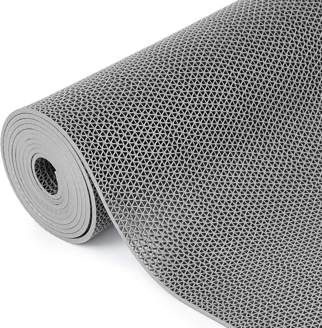 1.3x10 ft Non Slip Drainage Mat Anti Slip Pool Floor Mat 0.2'' Thick Outdoor Indoor Doormat PVC with Holes Grease Resistant for Bathroom Garage Basement Backyard Commercial Kitche, Grey