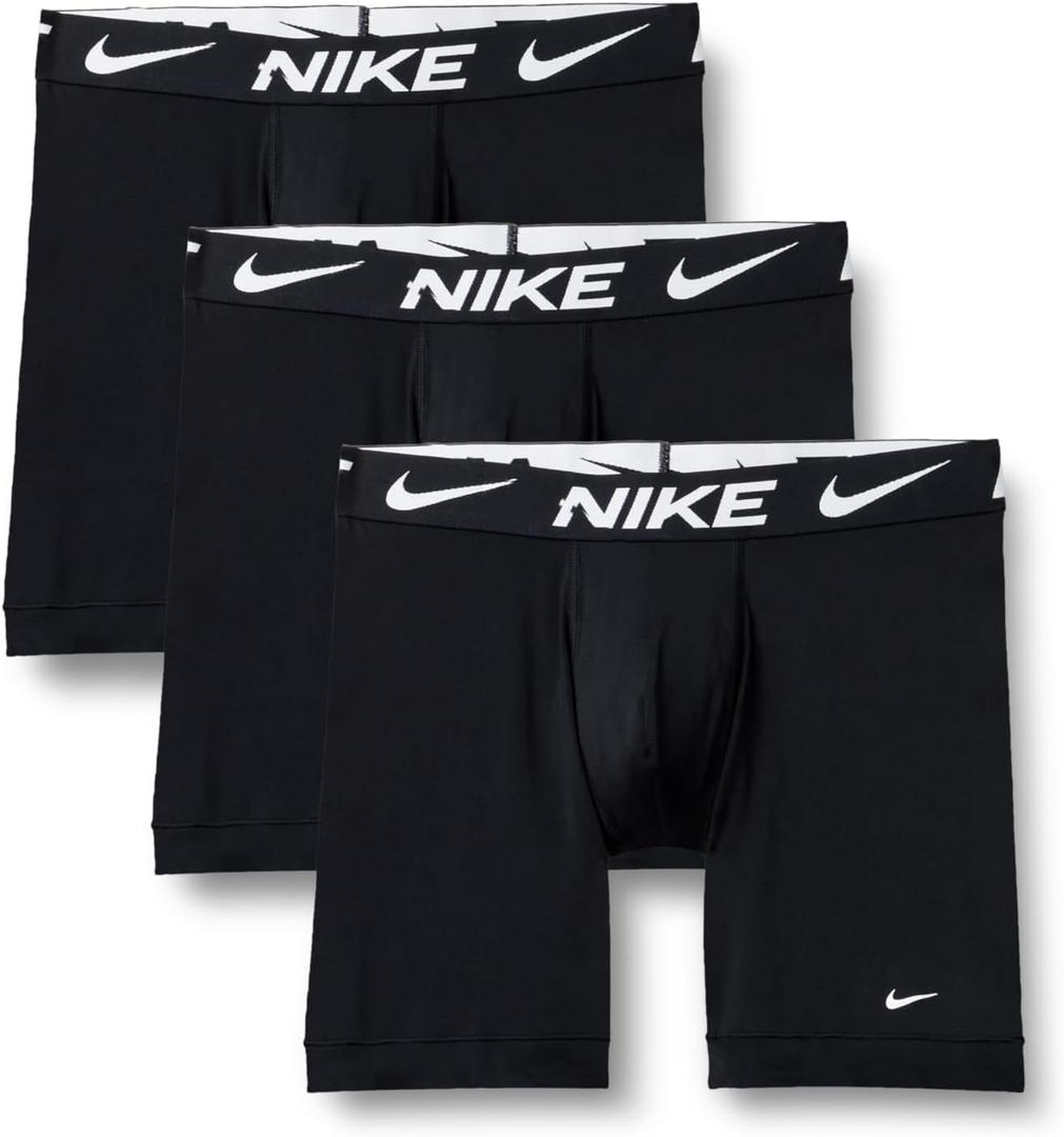 Nike Men's Essential Micro Stretch Long Leg Boxer Brief Underwear (3-Pack) (XX-Large, Black / Black/ Black)