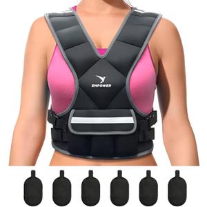 EMPOWER Weighted Vest for Women with Reflective Strips – Fixed 8lbs, Adjustable 4-10lbs (4 in1) or Adjustable10-16lbs (4 in 1), Strengthen Muscles, Boost Bone Health, and Burn More Calories for Workout - Rucking Vest