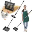 2-in-1 Chicken Poop Scooper & Rake, 10" Metal Coop Shovel, Sand Sifting Shovel with 38" to 66" Adjustable, Cleaning Tool for Chicken Coops & Farm Animals