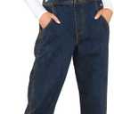 luvamia Women's Casual Stretch Adjustable Denim Bib Overalls Jeans Pants Jumpsuits (X-Large, B Blue Plunge)