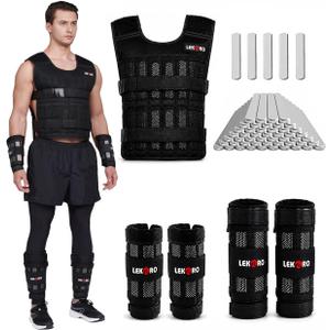 44LB Weighted Vest Set with Steel Plates for Strength, No-Bounce Fit