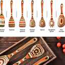 Gudamaye Pakkawood 7-Piece Red Wooden Cooking Utensils, Wooden Spoons for Cooking,Wooden Spoon Set, Wooden Kitchen Utensil set, Pakkawood kitchen Utensils for Serving, Bridal Shower Gifts