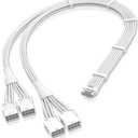 EZDIY-FAB GPU Power Sleeved Cable Extension, 16pin(12+4) 12VHPWR PCIe 5.0 Connector Male to 4X PCIE 8 PIN for RTX 3090Ti/RTX4090/RTX4080, with Pre-Installed Cable Combs-16AWG/Pure White