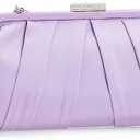CHARMING TAILOR Classic Pleated Satin Clutch Bag Diamante Embellished Formal Handbag for Wedding/Prom/Black-Tie Events