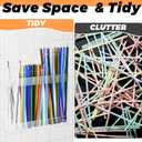 2PCS Straw Holder for Cabinet Door, Acrylic Straws Organizer Transparent Storge Container for Kitchen Counter Cupboard, Straws Storage Dispenser with Double-Sided Tape