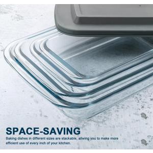 Set of 3 Deep Glass Baking Oven and Dishwasher Gray