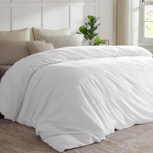 STWIENER Oversized King Duvet Cover 120"x120", Only 1 Piece Extra Large Ultra Soft Microfiber White Super King Duvet Cover for All Season Zipper Closure, 8 Corner Ties(1 Pc, White, OK 120x120 inch)