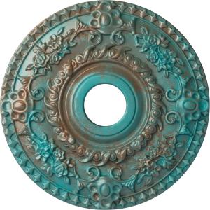 Ekena Millwork CM18ROCGS Rose Ceiling Medallion, 18" OD x 3 1/2 ID x 1 1/2 P, Copper Green Patina