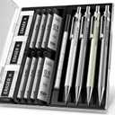 Four Candies 0.9mm Metal Mechanical Pencil Set with Case - 4PCS Fancy Mechanical Pencils, 8 Tubes HB #2 Lead Refills, 3PCS 4B Erasers and 9PCS Eraser Refills, Led Pencils Mechanical for Writing