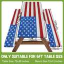Picnic Table Cover with Bench Covers Waterproof Rectangle Tablecloth Camping Essentials Supplies Rv Travel Gear Must Haves Accessories Fitted Table Cloth Outdoor Road Trip Camper Gifts American Flag