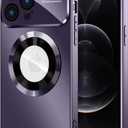 Magnetic for iPhone 12 Pro Case, Compatible with MagSafe, Built-in Camera Lens Protector, Logo View, Military Grade Drop Proof Phone Case Cover, Purple