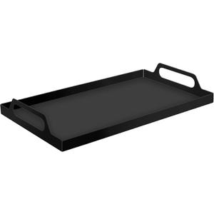 VANRA Metal Serving Tray Portable Bed Tray with Handles for Coffee Table, Living Room, Kitchen and Bathroom (Black)