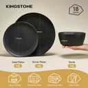 KINGSTONE Ceramic Dinnerware Set, 18-Piece Porcelain Plates and Bowls Set for 6, Matte Black or White, Hammered Texture, Microwave, Dishwasher & Oven Safe, Perfect for Home, Weddings & Gifts