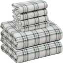 RUVANTI Flannel Sheets Queen Size 6 Pcs - 100% Cotton Double Brushed Bed Sheets, Deep Pockets 16 Inches Queen Sheet Set, All Seasons Breathable, Extra Soft & Comfy, Cadet