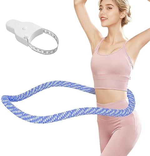 Lerpio Soft Spring Weighted Hoop for Adults, Quiet & Pinch-Proof Design, Portable Fitness Infinity Hoop with Body Tape Measure, Exercise Hoop for Core Workout (Blue, 3LBS)