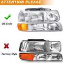 A&P 4PCS Headlight Assembly Chrome Housing Clear Lens For Chevy 00-06 Tahoe Suburban 1500 2500/99-02 Silverado 1500 2500/01-02 Silverado 1500HD 2500HD 3500