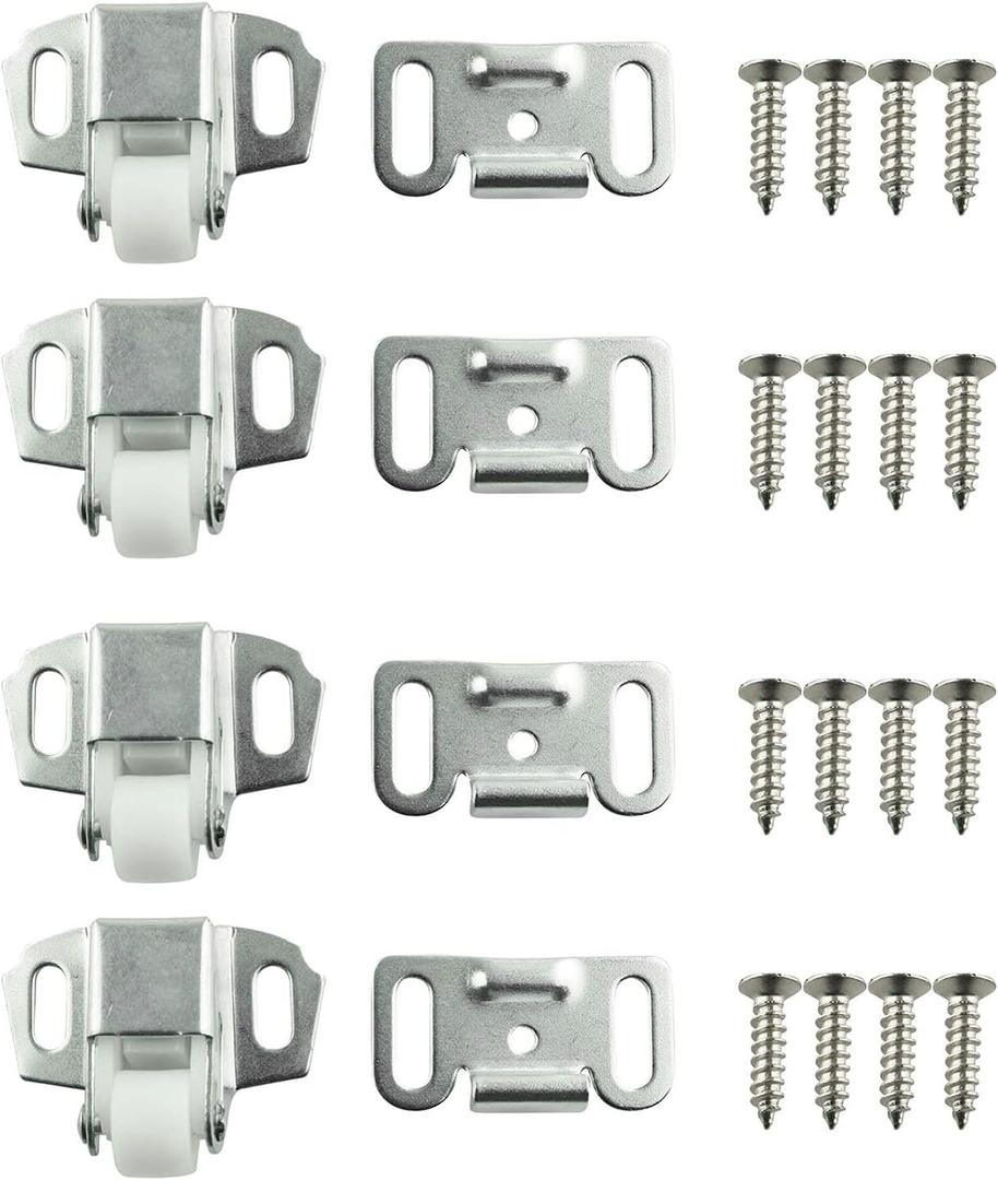 RLECS Single Roller Catch 4Sets Single Roller Suction Buckle with Screws for Overlay Cabinet Door