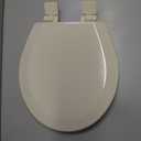  Slow Close Toilet Seat, Easy Clean, Non Slip Premium Wood Seat, Easy Install, Made in USA, Round, Bone