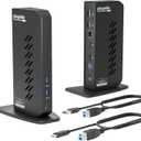 Plugable USB 3.0 and USB-C Universal Laptop Docking Station with 2 HDMI Ports for Windows, Mac, and ChromeOS (Gigabit Ethernet, Audio)