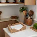 CubesLand Scalloped Napkin Holder for Bathroom Decor, Paper Rope Flat Napkin Dispenser Guest Towel Tray for Bathroom, Farmhouse Warm Napkin Holder for Table Dining Room Home Kitchen Decor, Neutral