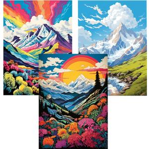 DOZEEZOP 3 Pack 5D Diamond Painting Kits for Adults, Diamond Art Kits for Adults Beginners of All Ages, Round Full Drill Arts and Crafts Gems Home Wall Decor 12x16 Inches Landscapes