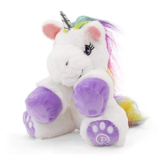 Plushible 10" White Stuffed Unicorn Plush Animal with Rainbow Hair