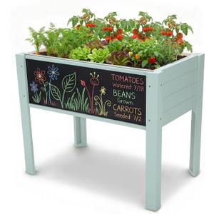 Raised Garden Bed with DIY Chalkboard, 30 x 24 x 18 inch, Green