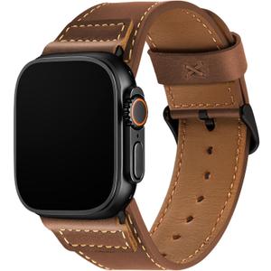 Wristitani Leather Bands Compatible with Apple Watch Strap 49mm 46mm 45mm 44mm 42mm 41mm 40mm for Men, Top Genuine Leather Replacement Straps for iWatch Ultra3/2/1 SE3/2/1 Series 11 10 9 8 7 6 5 4 3 (Dark Brown)
