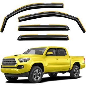 in-Channel Window Rain Guards Fit for Truck Toyota Tacoma 2016 2017 2018 2019 2020 2022 2023 Double Cab Extra Durable Window Deflectors Vent Visors Shades Exterior Car Accessories