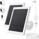 Solar Panel for Ring Camera, 2 Pack 4W Solar Charger Compatible with Spotlight & Stick Up Outdoor Cam Battery, 10ft Long Cable with USB-C to Ring Barrel Plug Adapter (White)