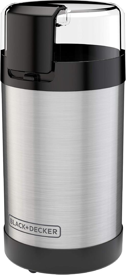 BLACK+DECKER One Touch Coffee Grinder, 2/3 Cup Coffee Bean Capacity, Spice Grinder, One Touch Push-Button Control -150 Watts- Stainless Steel Blades