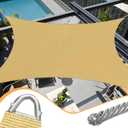 20' x 20' Sand Rectangle Sun Shade Sail Outdoor Canopy Awning UPF50+, 95% UV Blockage, Sunshade with High-Strength Steel Cable Edges for Outdoor Patio Garden Backyard, 20' X 20' Pro
