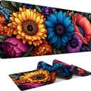 Spring Flowers Extended Gaming Mouse Pad 35.4x15.7Inch Large Desk Mat Anti-Slip Rubber Base & Durable Stitched Edges for Gamers Smooth Mouse Writing Surface for Desk Office/Home