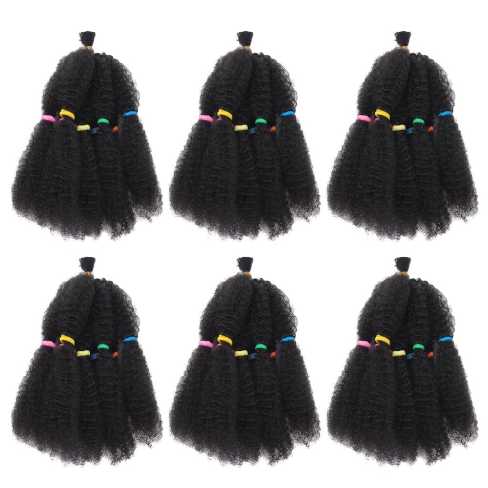 Afro Kinkys Hair 12 Inch 6 Packs Pre Stretched AfroKinkys Twist Hair Afro Braiding Hair Kinkys Twist Crochet Braids Synthetic Hair Extensions For Women (12 Inch (Pack of 6), #1B)
